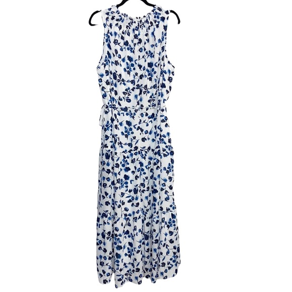 NWT Elizabeth and James Blue Floral Smocked Neck Tiered Maxi Dress Womens XXL - Picture 3 of 10